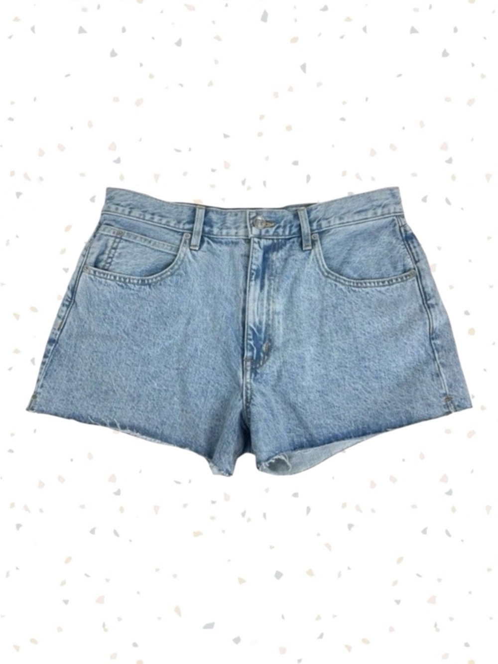 SLVRLAKE Farrah Short High Rise Jean Shorts Time Worn Wash Light Blue Cutoff 30